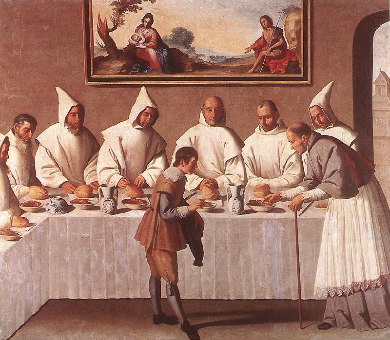 St Hugo of Grenoble in the Carthusian Refectory, ZURBARAN  Francisco de